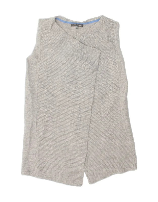 LAURA ASHLEY Womens Asymmetric Cardigan Sweater UK 12 Medium Grey Chenille Blend Fleece Blend Nylon Blend LAURA ASHLEY Womens Asymmetric Cardigan Sweater UK 12 Medium Grey Chenille Blend Fleece Blend Nylon Blend