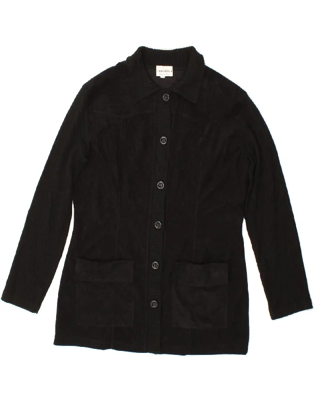 MOTIVI Womens Cardigan Sweater UK 16 Large Black Acrylic Cotton Fabric Linen Fabric Terry Fabric