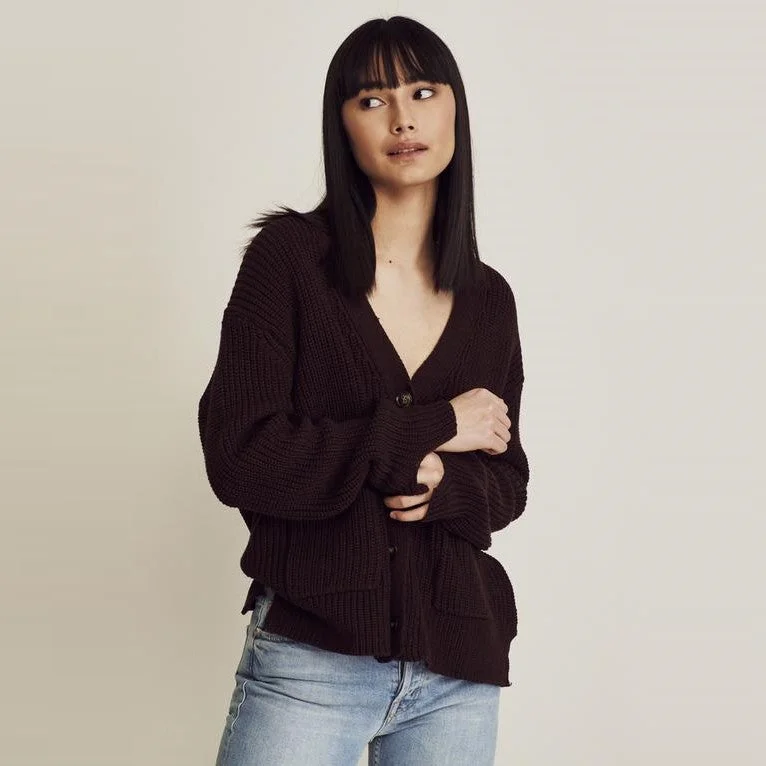 Neala Cardigan (Espresso) Bright Pastel Dark