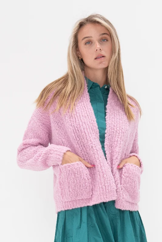 Fluffy Wick-Yarn Cardigan, Fairy Floss Casual Formal Business
