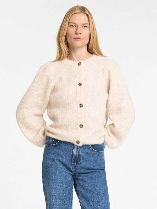 Selected Femme Lulu Cardigan in Birch Elasticated Padded Insulated