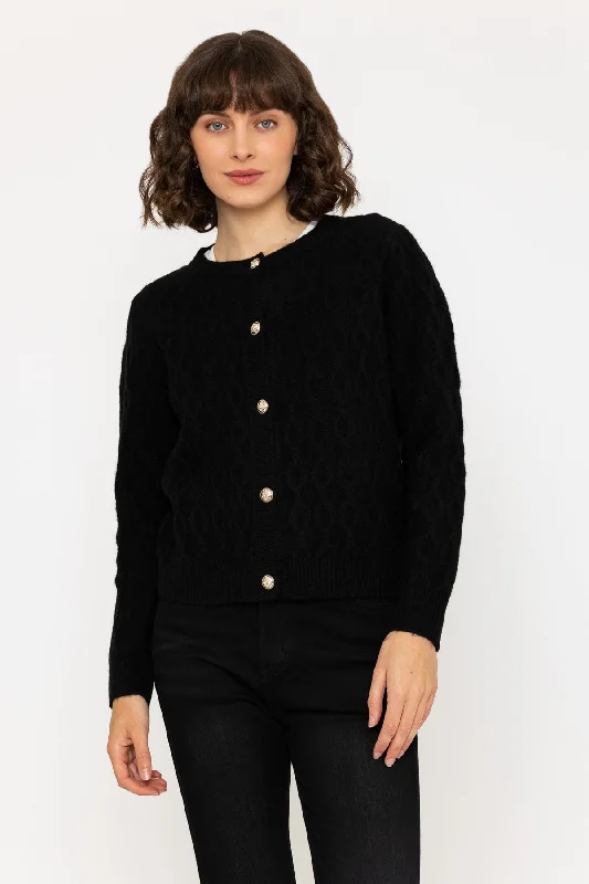 Soft Touch Cardigan in Black Fitted Slim Tailored