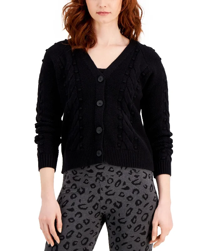 Style & Co. Cable Knit Cropped Button Cardigan Boxy Cardigan Fitted Cardigan A-Line