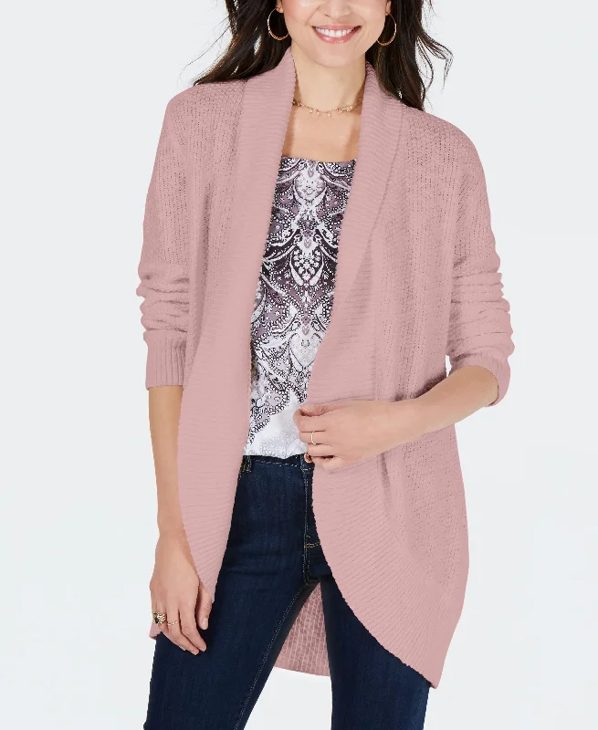 Style & Co Shawl Lapel Open Front Cardigan Cable Knit Ribbed Knit Lace Knit