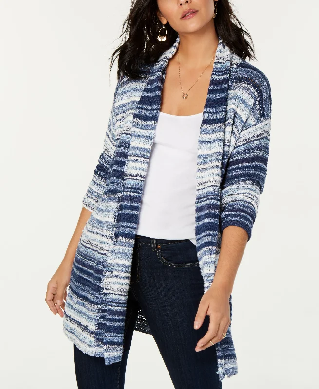 Style & Co Striped Open Front Cardigan Lace Blend Ribbed Blend Corduroy Blend