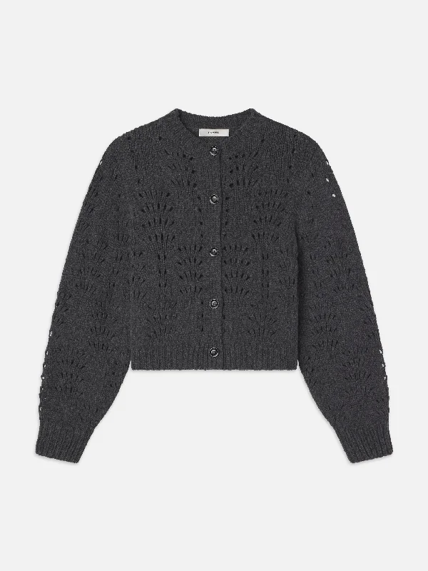 Textured Stitch Cardigan -- Dark Gris Heather Slim Fit Regular Fit Oversized