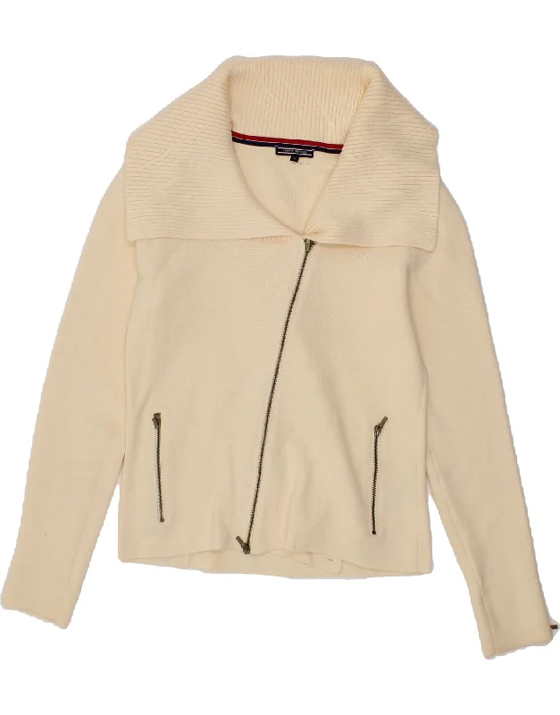 TOMMY HILFIGER Womens Cardigan Sweater UK 12 Medium Off White Cotton Rayon Fabric Velvet Fabric Corduroy Fabric TOMMY HILFIGER Womens Cardigan Sweater UK 12 Medium Off White Cotton Rayon Fabric Velvet Fabric Corduroy Fabric