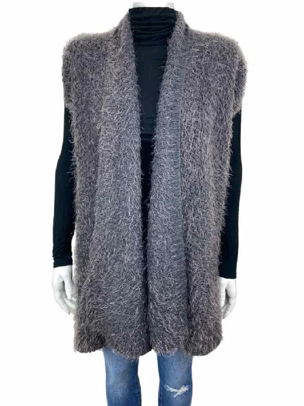 Urban Outfitters Women's/Teen Girls' Fuzzy Open Cardigan Sweater Charcoal One Sz Crew Neck V-Neck Turtle Neck