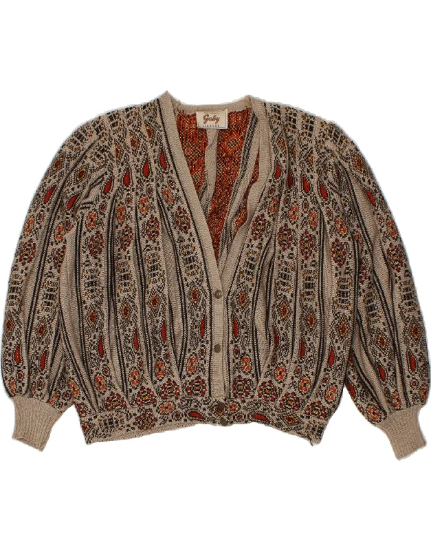 VINTAGE Womens Cardigan Sweater UK 18 XL Beige Fair Isle Viscose Casual Formal Business VINTAGE Womens Cardigan Sweater UK 18 XL Beige Fair Isle Viscose Casual Formal Business