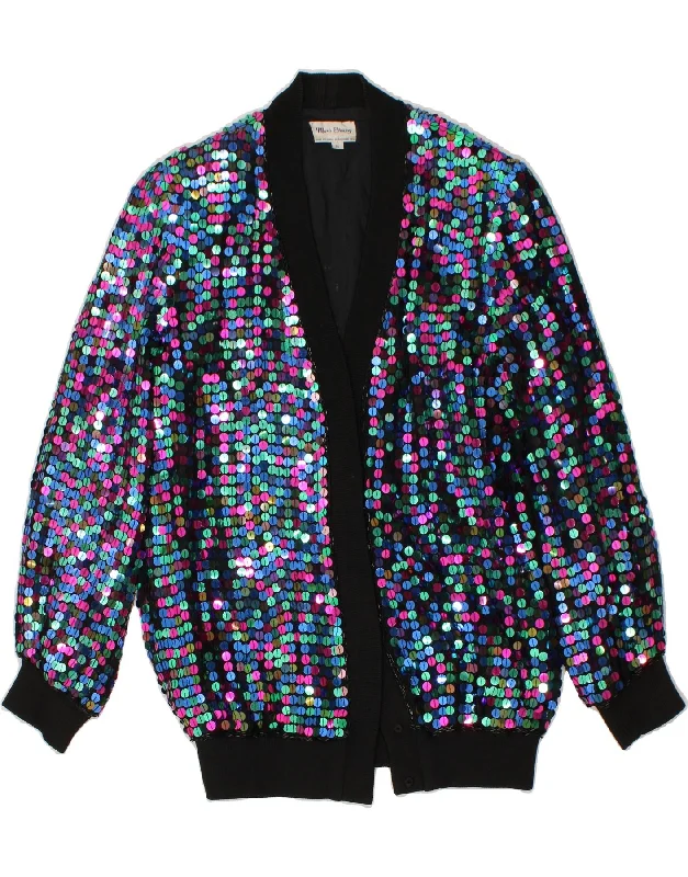 VINTAGE Womens Cardigan Top UK 16 Large Multicoloured Silk Modern Contemporary chic