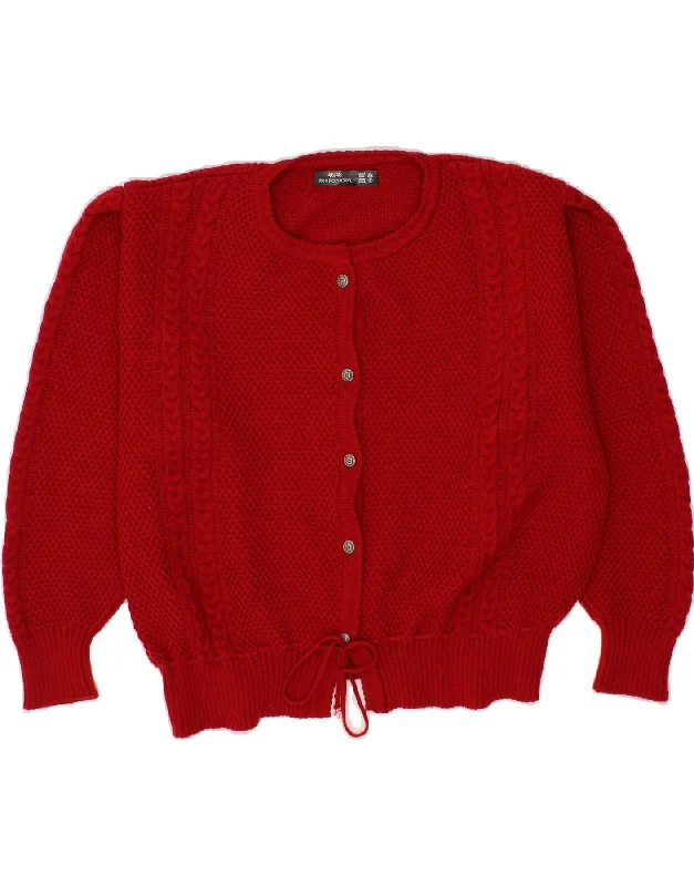 VINTAGE Womens Oversized Cardigan Sweater IT 46/48 Large Red Polyacrylic Sequined Glittery Shiny