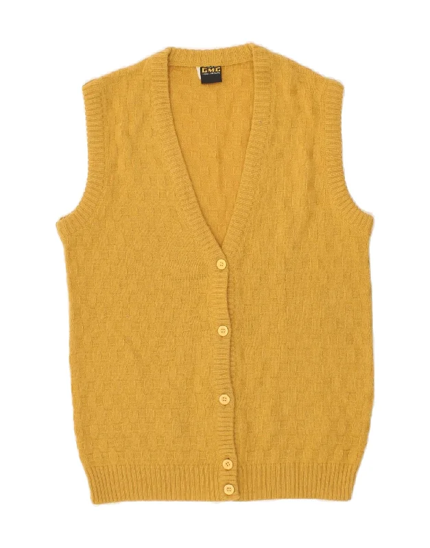 VINTAGE Womens Sleeveless Cardigan Sweater US 4 Small Yellow Elegant Classic Vintage VINTAGE Womens Sleeveless Cardigan Sweater US 4 Small Yellow Elegant Classic Vintage