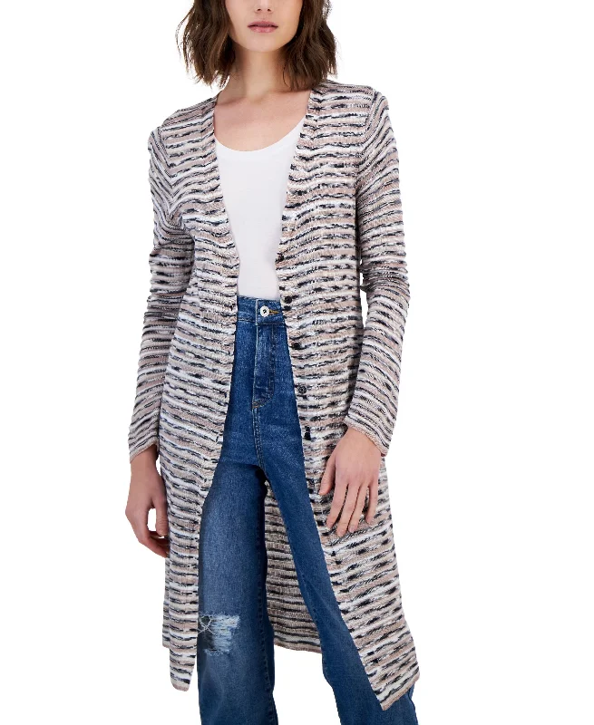 Women's Space-Dyed Duster Cardigan Hooded Cardigan Collared Cardigan Shawl Collar