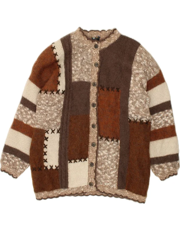 YOUR SIXTH SENSE Womens Cardigan Sweater IT 48/50 XL Brown Patchwork Button Cardigan Zip Cardigan Pullover Cardigan